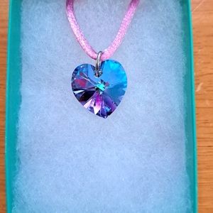 Cool Summer Night Crystal Heart Necklace